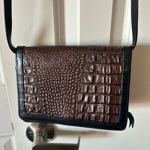 Brahmin Brown and black Crocodile Pattern Crossbody Bag
